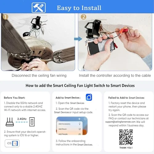 Universal Ceiling Fan Remote Control Kit — Ceiling Fan Wall Controls, UBORSY