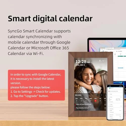 10.1 Inch Smart Wi-Fi Digital Calendar (Wood Grain) — Calendars, SyncGo