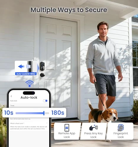 Built-in WiFi Smart Lock with Knob, Fingerprint Keyless Entry Door Lock Handle Set — Electromagnetic Security Locks, Veise