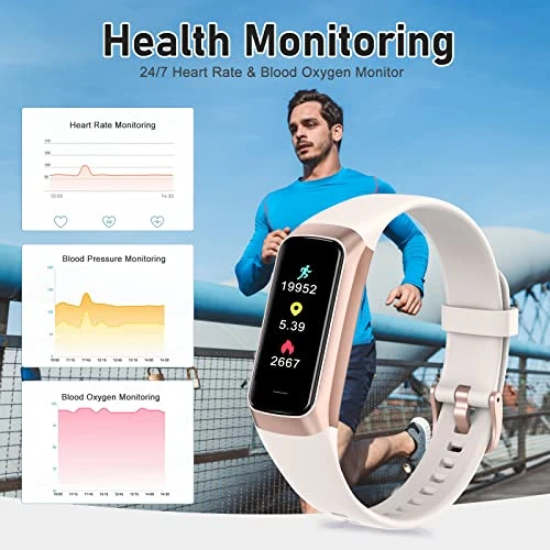 Fitness Tracker with Heart Rate, Blood Oxygen, Blood Pressure, Sleep Monitor, 5 ATM Waterproof, Step Calorie Counter — Smartwatches, Zeacool
