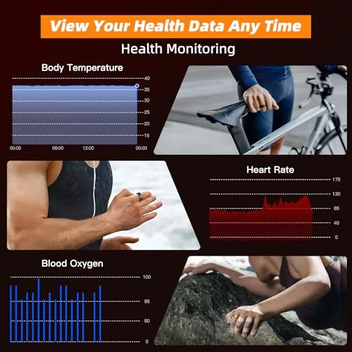 Smart Ring with Fitness Tracking, Body Temperature, Heart Rate, Blood Oxygen, Sleep Monitor, and Waterproof Design — Smart Rings, AMOVAN