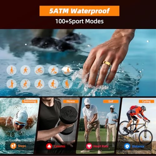 Smart Ring with Fitness Tracking, Body Temperature, Heart Rate, Blood Oxygen, Sleep Monitor, and Waterproof Design — Smart Rings, AMOVAN