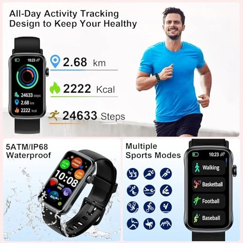 Smart Watch with 24 Sport Modes, IP68 Waterproof, Heart Rate and Sleep Monitor — Smartwatches, Fempoin