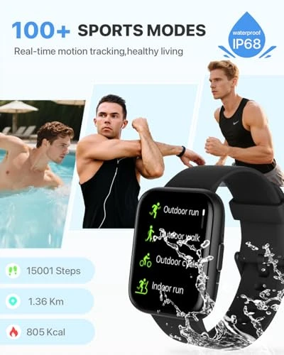 Smart Watch with HD Dynamic Screen, Bluetooth Calls, 110+ Sport Modes, IP68 Waterproof, 24/7 Heart Rate and Sleep... — Smartwatches, Quintenztek