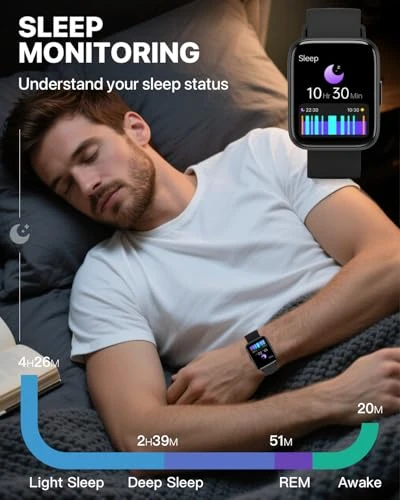 Smart Watch with HD Dynamic Screen, Bluetooth Calls, 110+ Sport Modes, IP68 Waterproof, 24/7 Heart Rate and Sleep... — Smartwatches, Quintenztek