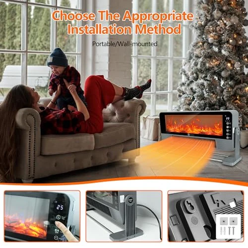 WiFi and App Controlled Portable Heater with 3D Flame Effect — Portable Heating Solutions, EOQIFJM