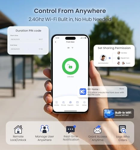 WiFi Smart Lever Lock with Fingerprint Keyless Entry — Levers, Veise