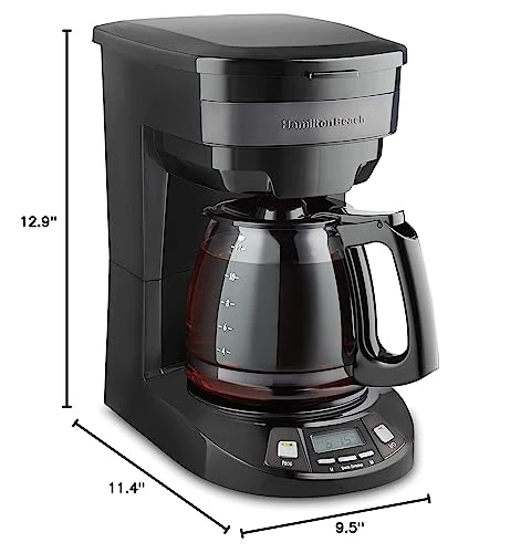 12 Cup Programmable Drip Coffee Maker with 3 Brew Options, Glass Carafe, Auto Pause and Pour — Coffee Makers, Hamilton Beach