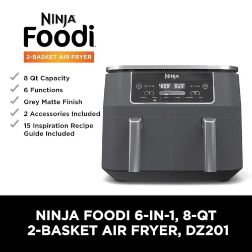 8 Quart 6-in-1 DualZone Air Fryer with 2 Independent Frying Baskets — Air Fryers, Ninja