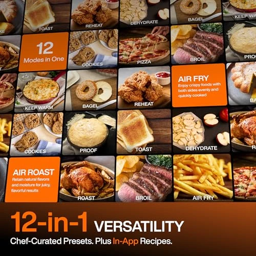 Countertop Air Fryer Toaster Oven Combo with Smart Wireless Meat Thermometer Probe — Convection, Typhur