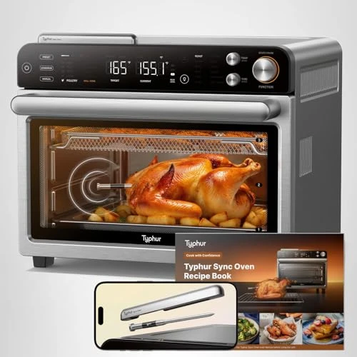 Countertop Air Fryer Toaster Oven Combo with Smart Wireless Meat Thermometer Probe — Convection, Typhur
