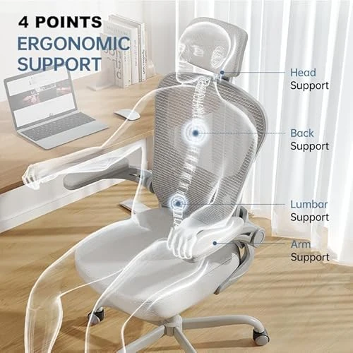 Ergonomic Desk Chair with Flip-up Armrests — Desk Chairs, Synorla