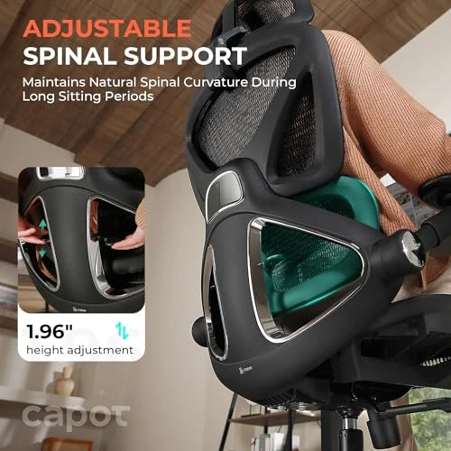 Ergonomic Mesh Office Chair with Adjustable Lumbar Support and Flip-up Arms — Desk Chairs, CAPOT