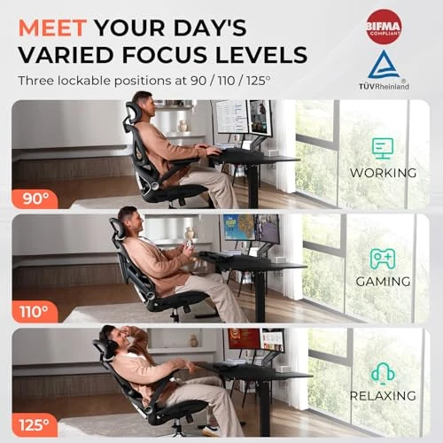 Ergonomic Mesh Office Chair with Adjustable Lumbar Support and Flip-up Arms — Desk Chairs, CAPOT