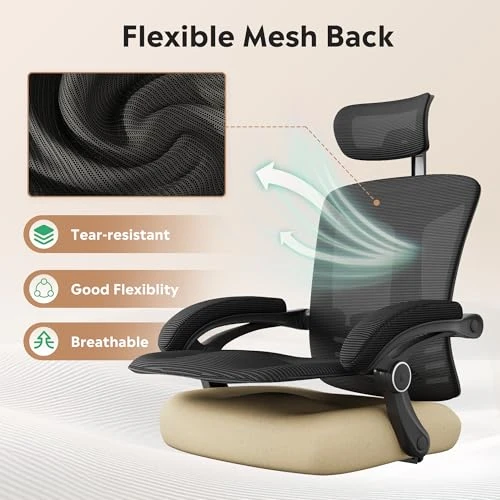 Ergonomic Mesh Office Desk Chair with Footrest — Desk Chairs, DEVAISE