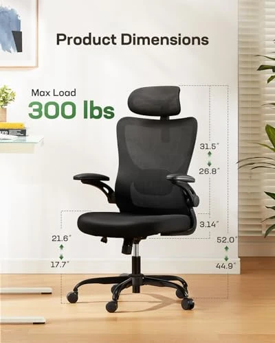 Ergonomic Office Chair with High Back Mesh and Adjustable Lumbar Support — Desk Chairs, Marsail