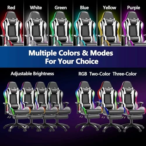 Gaming Chair with Bluetooth Speakers, LED Lights, Massage, and Adjustable Armrests — Gaming Chairs, Mr IRONSTONE