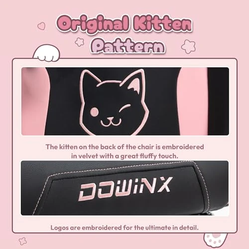 Gaming Chair with Cat Ears and Massage Lumbar Support — Gaming Chairs, Dowinx