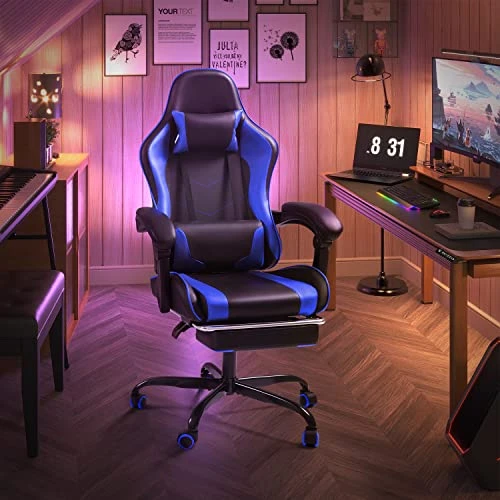 Gaming Chair with Footrest and Massage Lumbar Support — Gaming Chairs, Shahoo