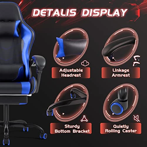 Gaming Chair with Footrest and Massage Lumbar Support — Gaming Chairs, Shahoo