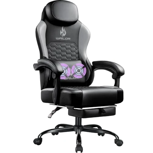 Gaming Chair with Massage and Footrest — Gaming Chairs, WAILOR