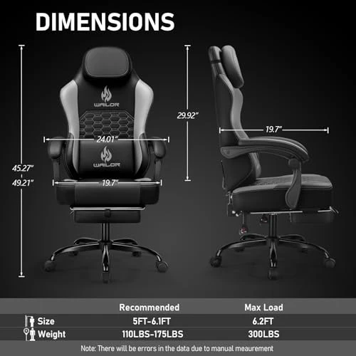Gaming Chair with Massage and Footrest — Gaming Chairs, WAILOR