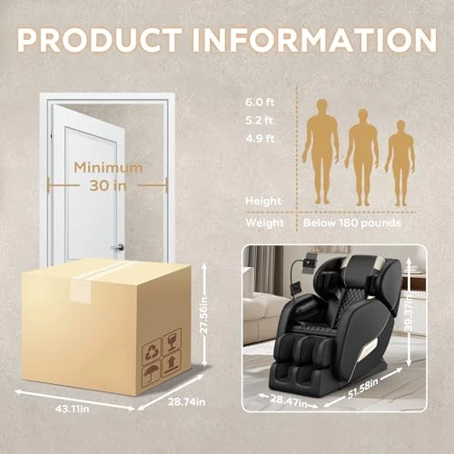 Zero Gravity Shiatsu Massage Recliner Chair with Body Scan, Airbags, and Heating — Beds & Tables, AnoYishev