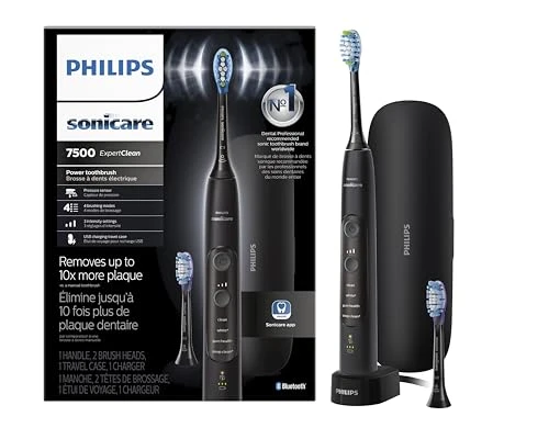 ExpertClean 7500 Black Rechargeable Electric Power Toothbrush — Rotating Electric Toothbrushes, Philips