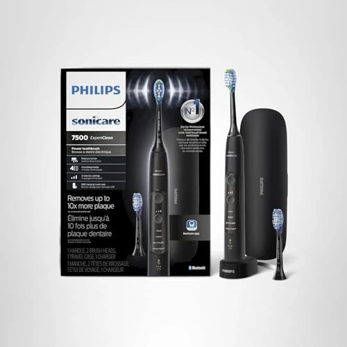 ExpertClean 7500 Black Rechargeable Electric Power Toothbrush — Rotating Electric Toothbrushes, Philips