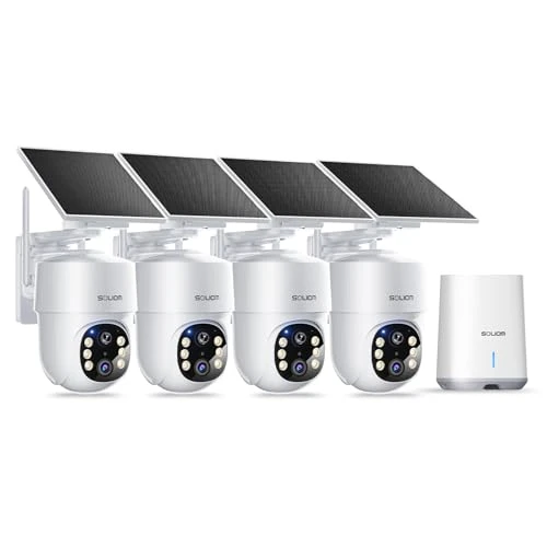Security Cameras Wireless Outdoor, No Subscription, Solar Powered with 360° Auto Tracking — Outdoor Security Cameras, SOLIOM