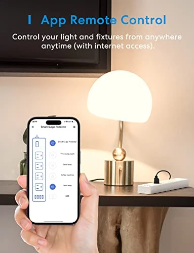 Smart Plug Power Strip with 4 AC Outlets and 4 USB Ports — Power Solutions & Surge Protection, meross