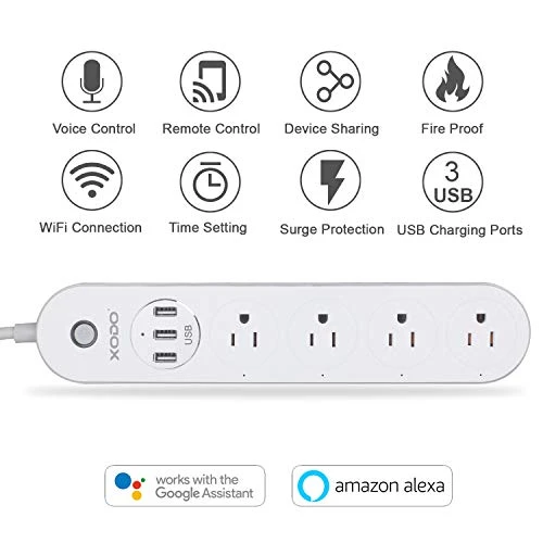 Smart Power Strip with WiFi, Surge Protection, 4 Outlets, 3 USB Ports — Power Solutions & Surge Protection, Contixo