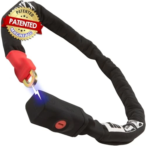 Bike Chain Lock with Key - Magnetic Patented Sold Secure Silver Rated - Heavy Duty Anti Theft - Smart Ultra Security... — Chain, Seatylock