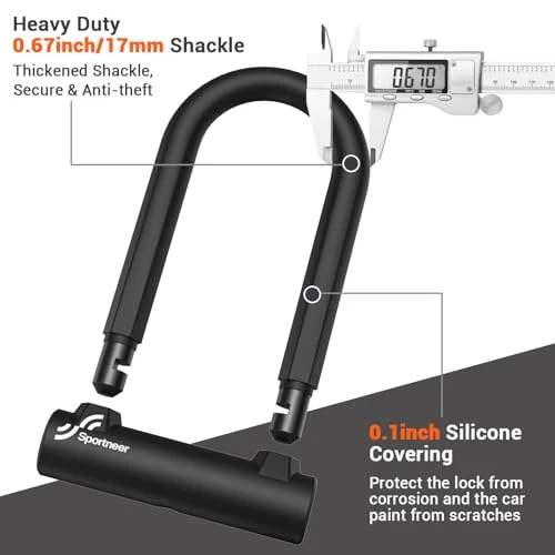Heavy Duty Anti Theft Bike U Lock with Security Steel Cable — U-Lock, Sportneer