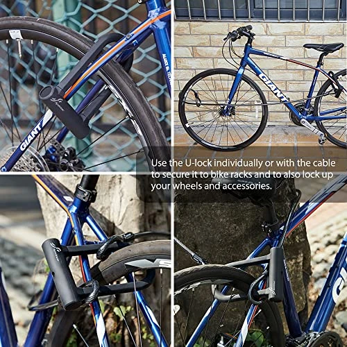 Heavy Duty Anti Theft Bike U Lock with Security Steel Cable — U-Lock, Sportneer