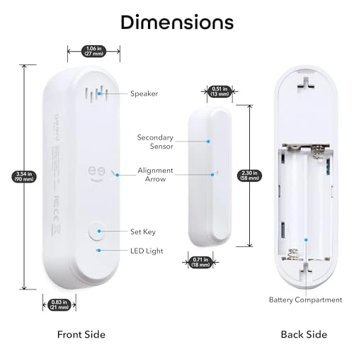 Smart Door and Window Sensor Alarm 2 Pack — Smart Home Security, Geeni