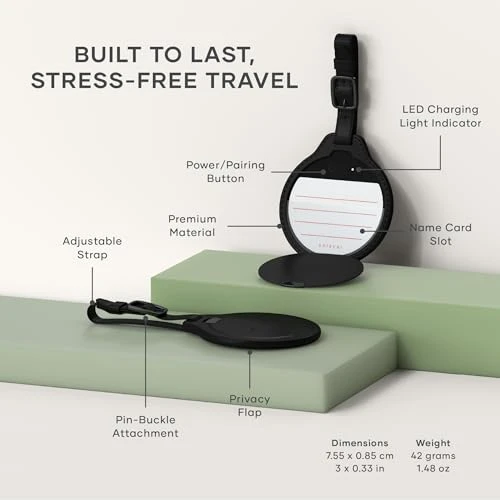 Smart Luggage Tag with Find My, TSA-Friendly, Airport Tracking, Left-Behind Alerts, Loud Audible Chime, Wireless... — Item Locators, Satechi