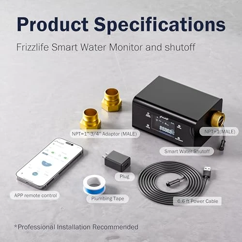 Smart Water Monitor and Automatic Shutoff — Water Leak Detection Systems, FRIZZLIFE