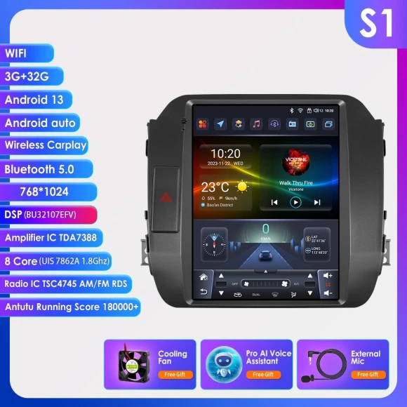 9.7-inch 2Din Android Car Stereo with CarPlay, 4G-LTE, GPS, and DSP — In-Dash, Hizpo