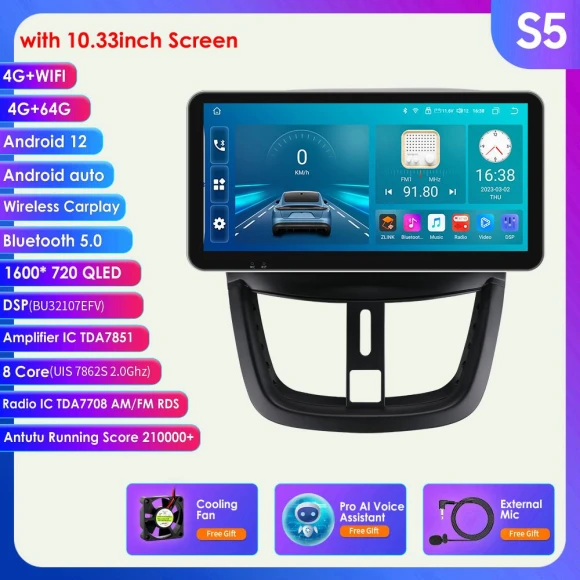 9-Inch Android Car Stereo with GPS and AI Voice Control — In-Dash, Hizpo
