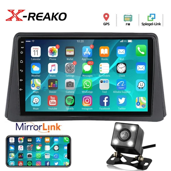 Car Radio with Android 12, Wireless CarPlay, GPS, and Touchscreen — In-Dash, Reakosound