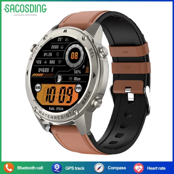 Smart Watch for Men with AMOLED Display, GPS, and Fitness Tracking — Smartwatches, SACOSDING