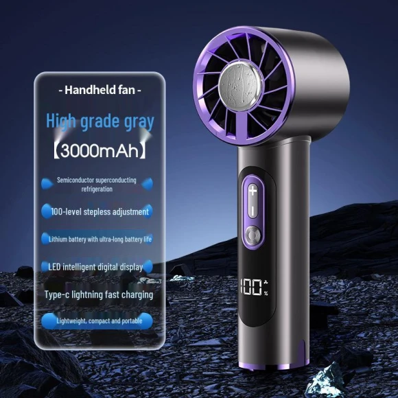 Portable High-Speed Handheld Fan with Smart Digital Display — Portable Cooling Solutions, 16Double8