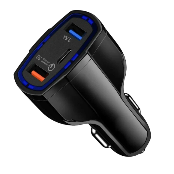Smart Car Charger with Three USB QC 3.0 and Type-C Ports for Fast Charging — Chargers, Master key