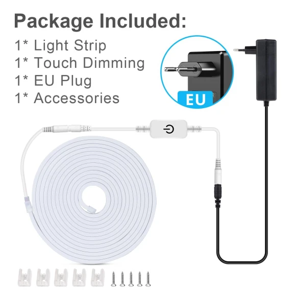 Touch Sensor Dimmable LED Strip Light with Pure Silicone Tube — LED Strips, COOKING-MALL