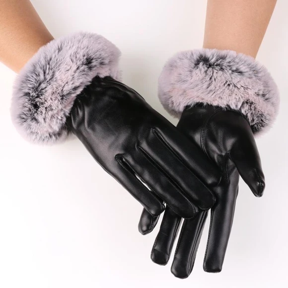 Winter Gloves with Touchscreen Capability and Rabbit Fur Cuffs — Gloves & Mittens, Got Now