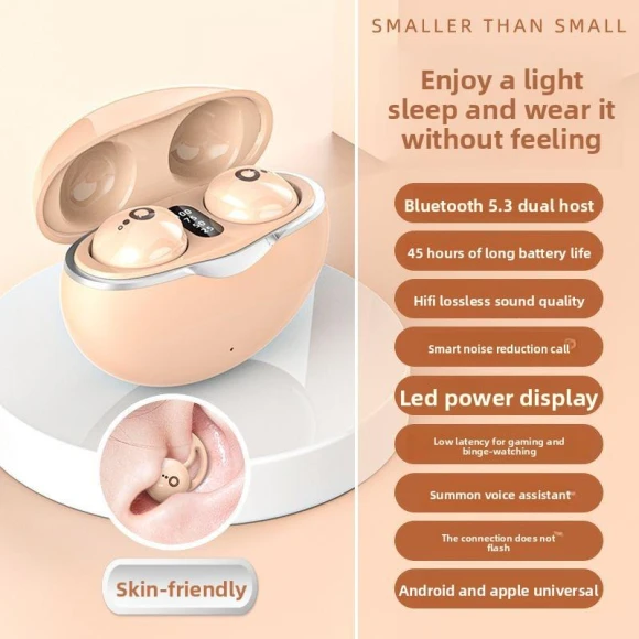 Wireless Bluetooth Sleep Earbuds with Touch Control and Digital Display — In-Ear Headphones, Admisitr