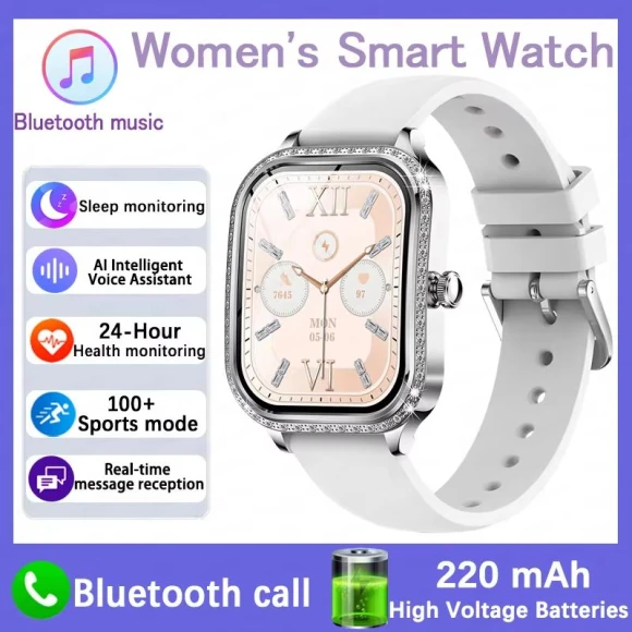 Women's Smart Watch with Heart Rate Monitor, Blood Pressure Monitor, Music Playback, AI Voice Control, Sports Features,... — Smartwatches, ElectronicsHome