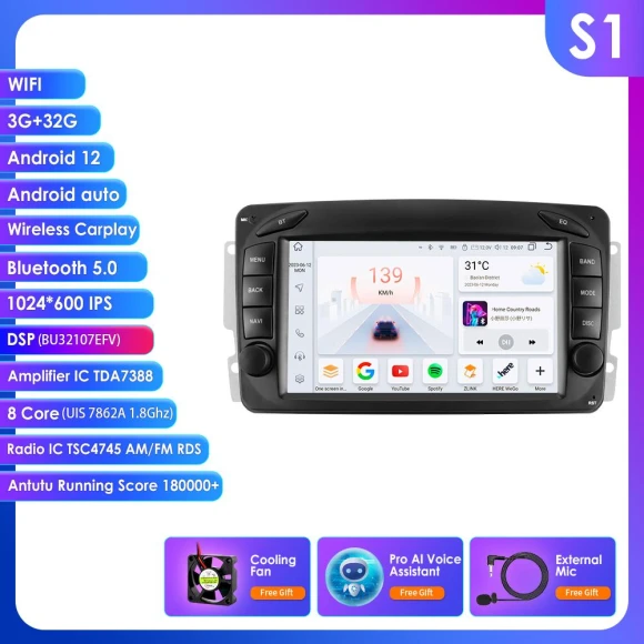 7-inch AI Smart Car Multimedia System — In-Dash, OSSURET