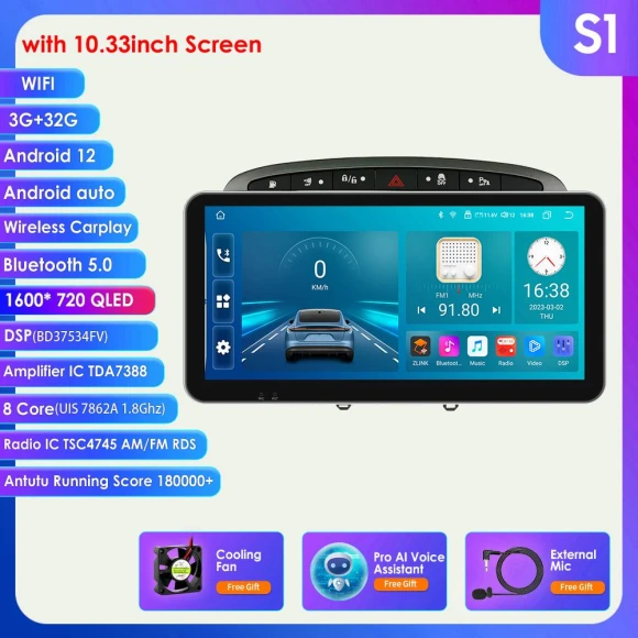 9-inch Android Auto CarPlay Multimedia Video Player GPS Navigation Unit — In-Dash, Hizpo